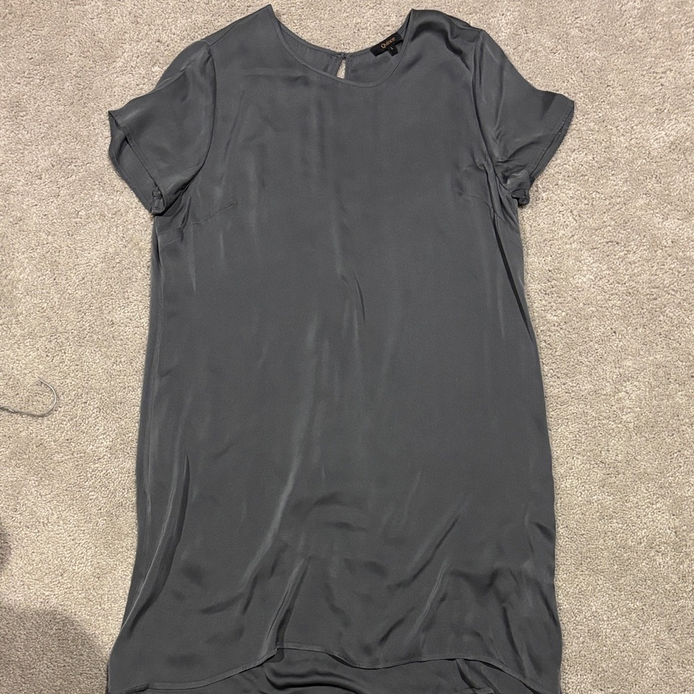 Quince Slate Gray Sheer Dress